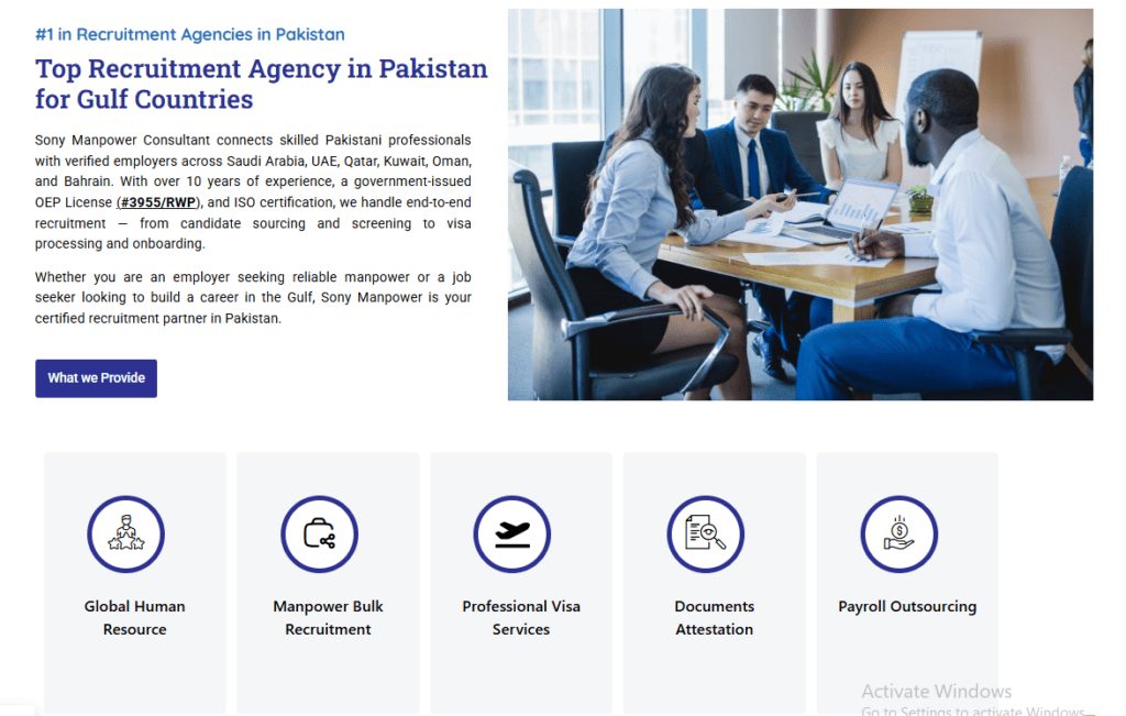 Sony Manpower  Top recruitment Agency in Pakistan