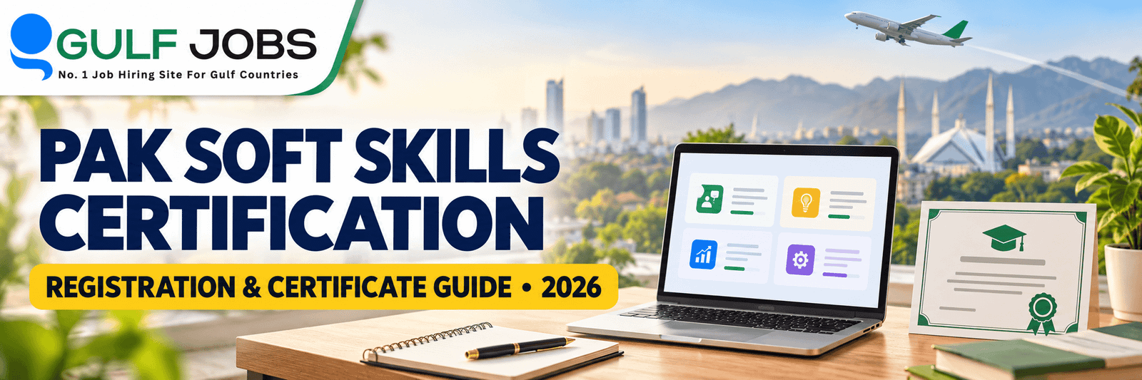 Pak Soft Skills Certification 2026 registration and certificate guide with the official Gulf Jobs logo